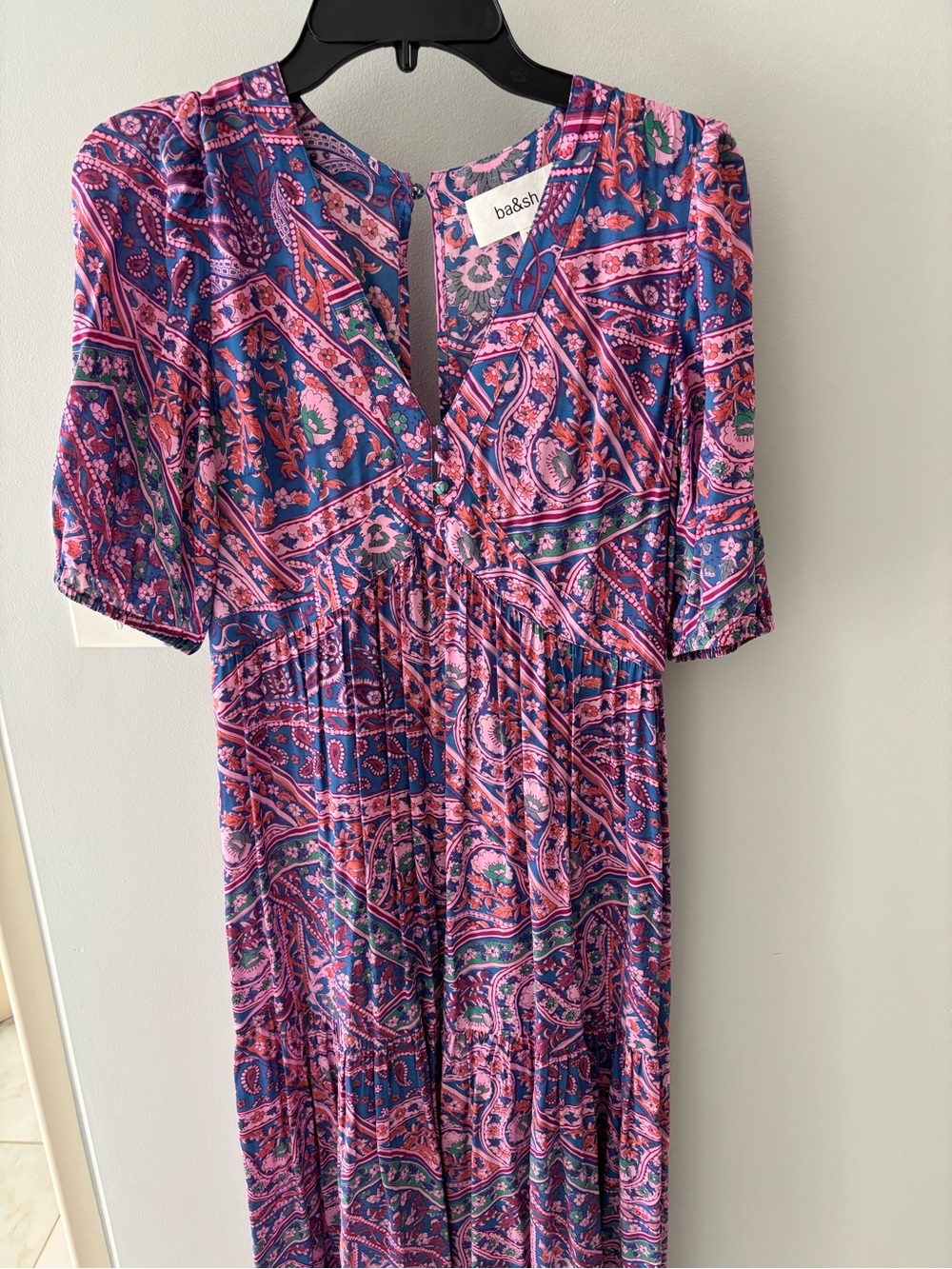 ba&sh Pink and Blue Paisley Maxi Dress